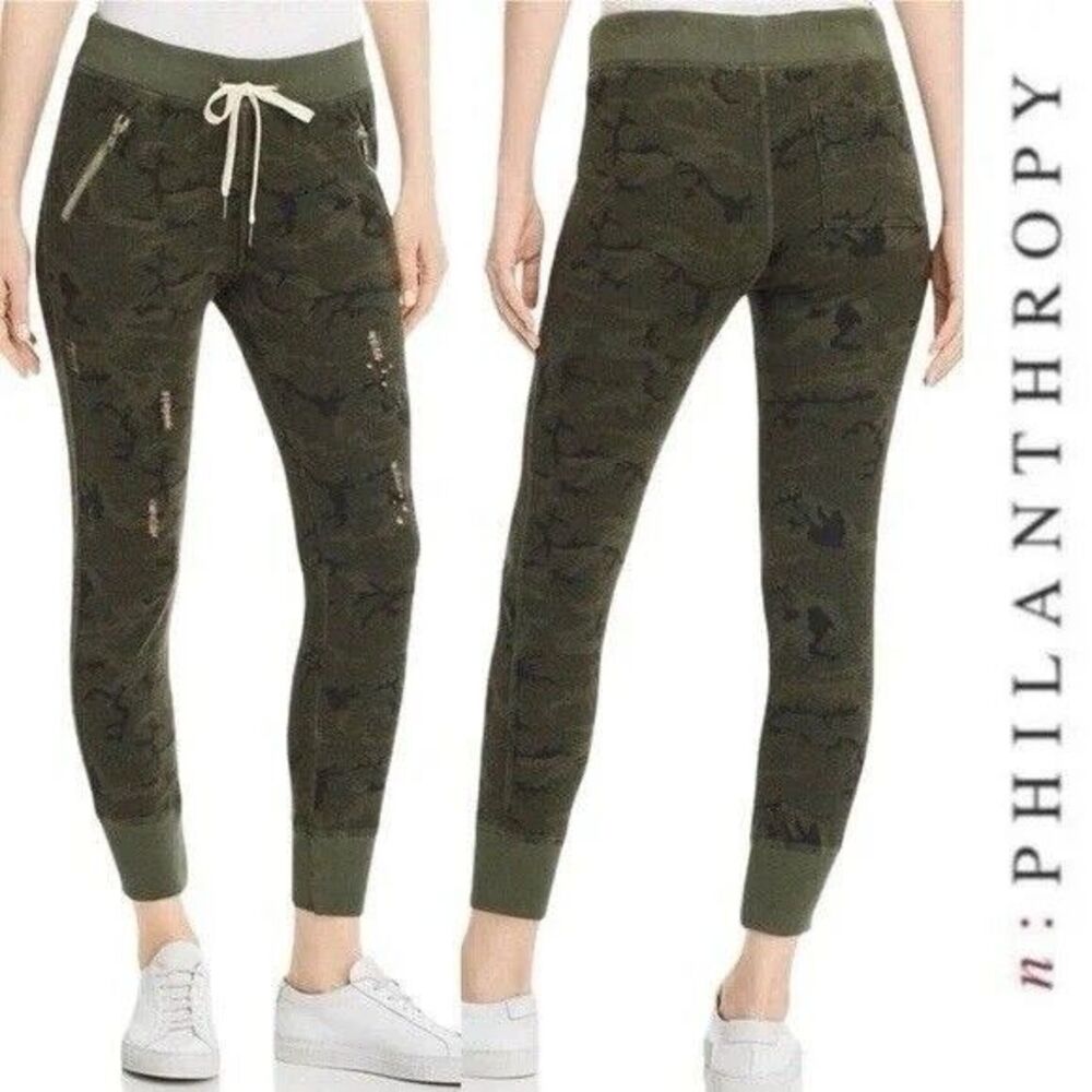 n.Philanthropy NEW Camouflage Drawstring Ribbed Trim Jogger S